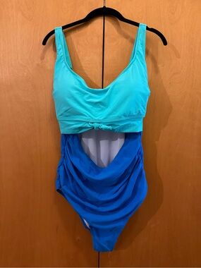 Eomenie Two-Tone Aqua and Cobalt Women’s Swimsuit